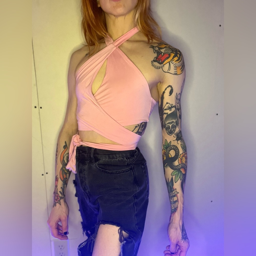 Pink wrap top